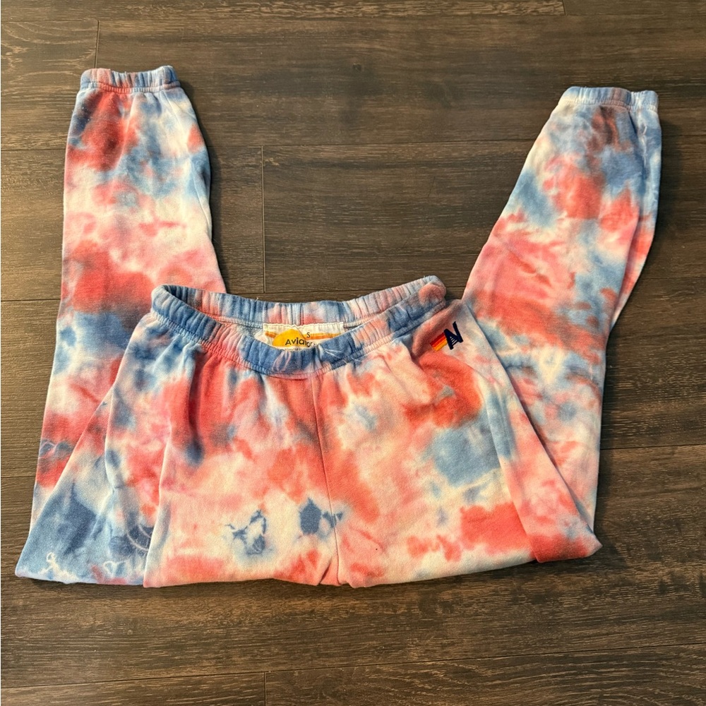 Aviator Nation Blue and Pink Tie-Dye Sweatpants